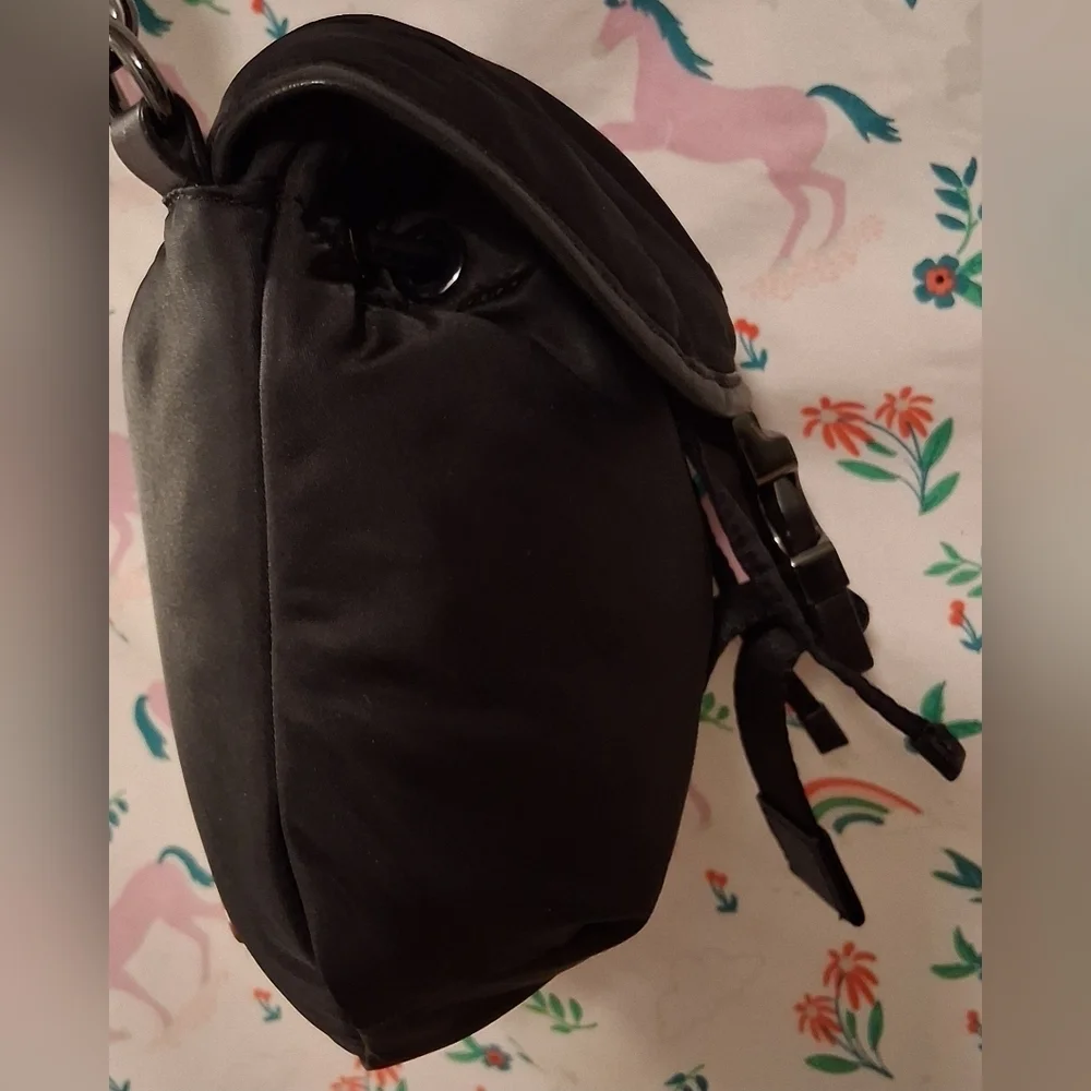 EUC MZ Wallace Micro Apex Black Calf & Nylon Casual Everyday Crossbody Purse Bag